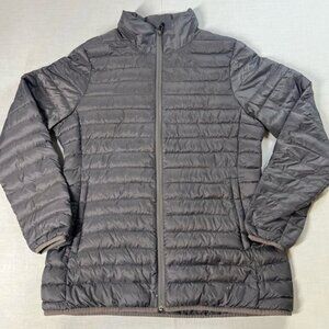 Cabelas Womens Goose Down Coat light weight Jacket Size Large? Gray Zip Pockets